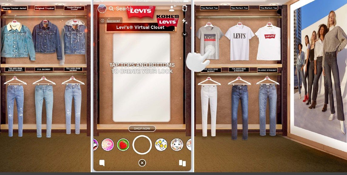 Loja da Levi's usada como exemplo de uso da realidade virtual/aumentada
