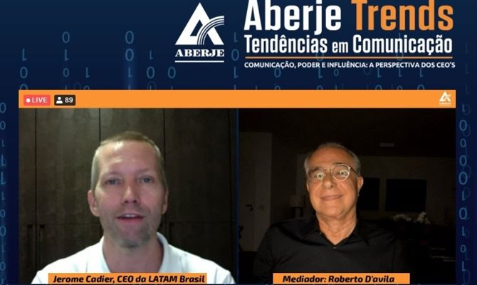 Primeiro encontro da 5ª edição do Aberje Trends contou com a participação do CEO da Latam Brasil, Jerome Cadier, e mediação do jornalista Roberto D’Ávila