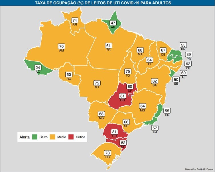 Mapa elaborado pela Fiocruz mostra impacto da vacinação no Brasil