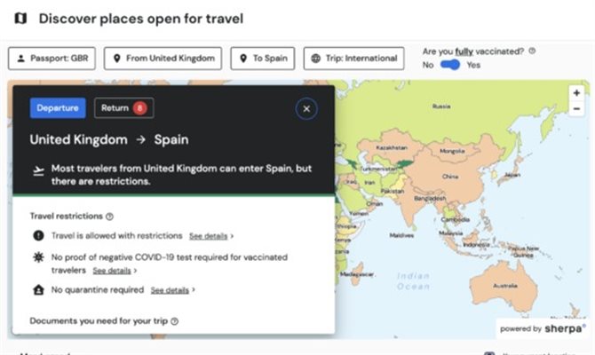 British Airways cria mapa interativo com requisitos de entrada