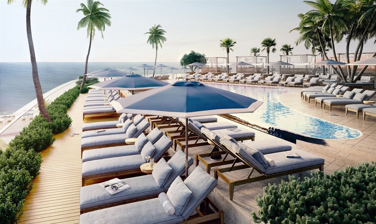 Um dos atrativos do hotel será um terraço com piscina e vista para o mar
