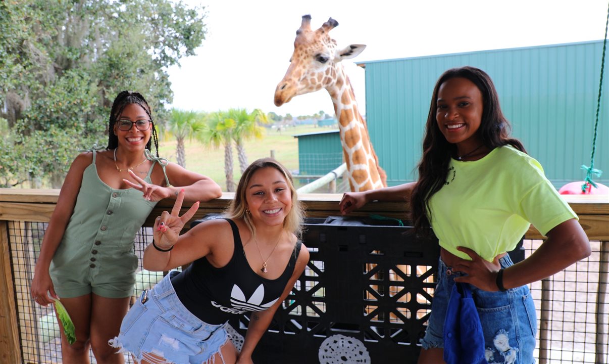Lorrane dos Santos Oliveira, Flavia Saraiva e Rebeca Andrade visitaram o Wild Florida
