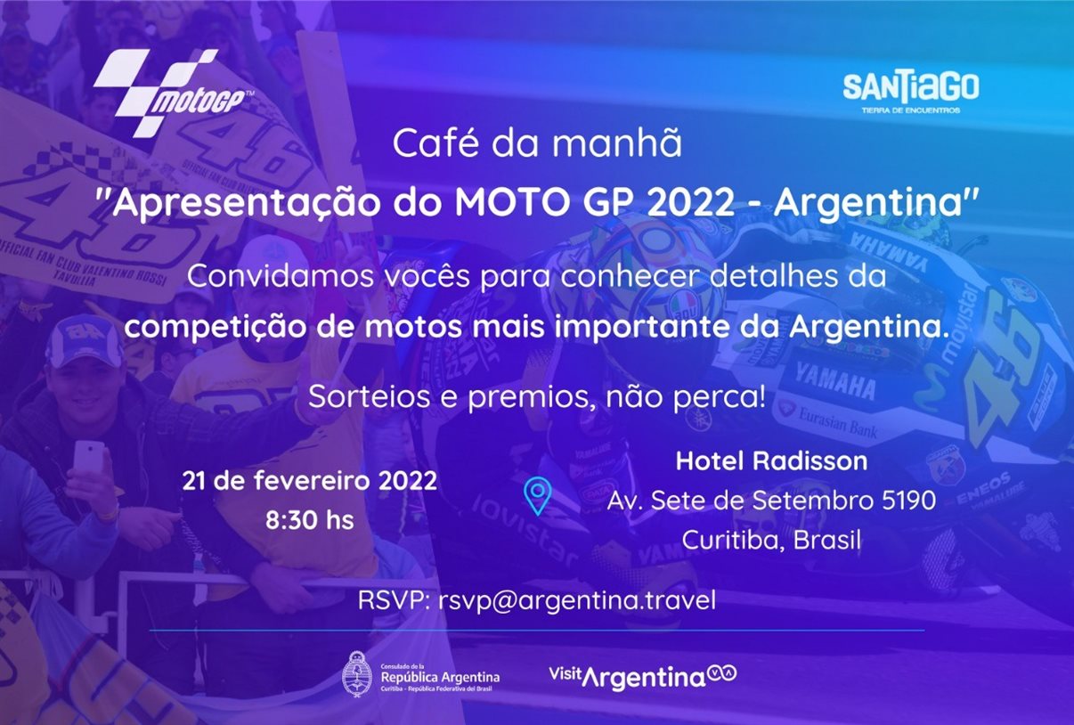 O motivo da visita é a apresentação dos detalhes do Moto GP 2022 - Argentina