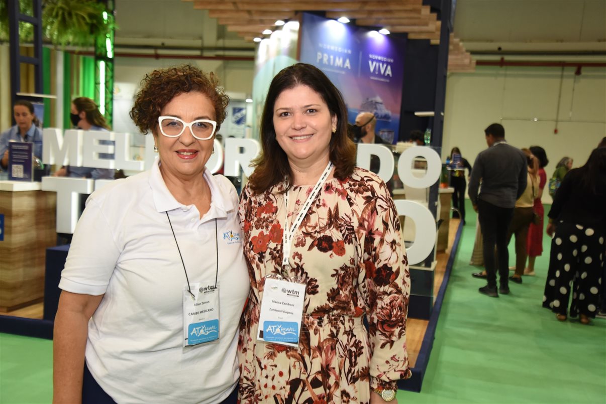 Lilian Zanon, da AT Travel, e Marisa Zamboni, da Zamboni Viagens, na WTM Latin America