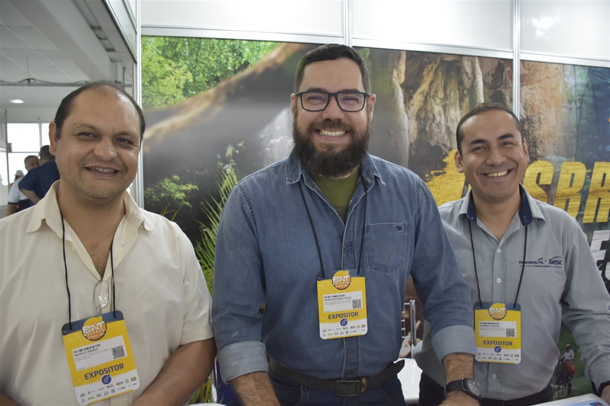 Marco Perez (Porto da Ilha), Marco Antônio Tiago (Bonito & Pantanal) e Gabriel Calderon (Sesc Bonito)