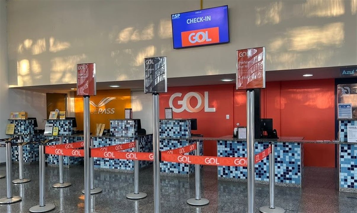 O check-in da GOL no aeroporto de Araçatuba (ARU), reaberto nesta quinta-feira (30)