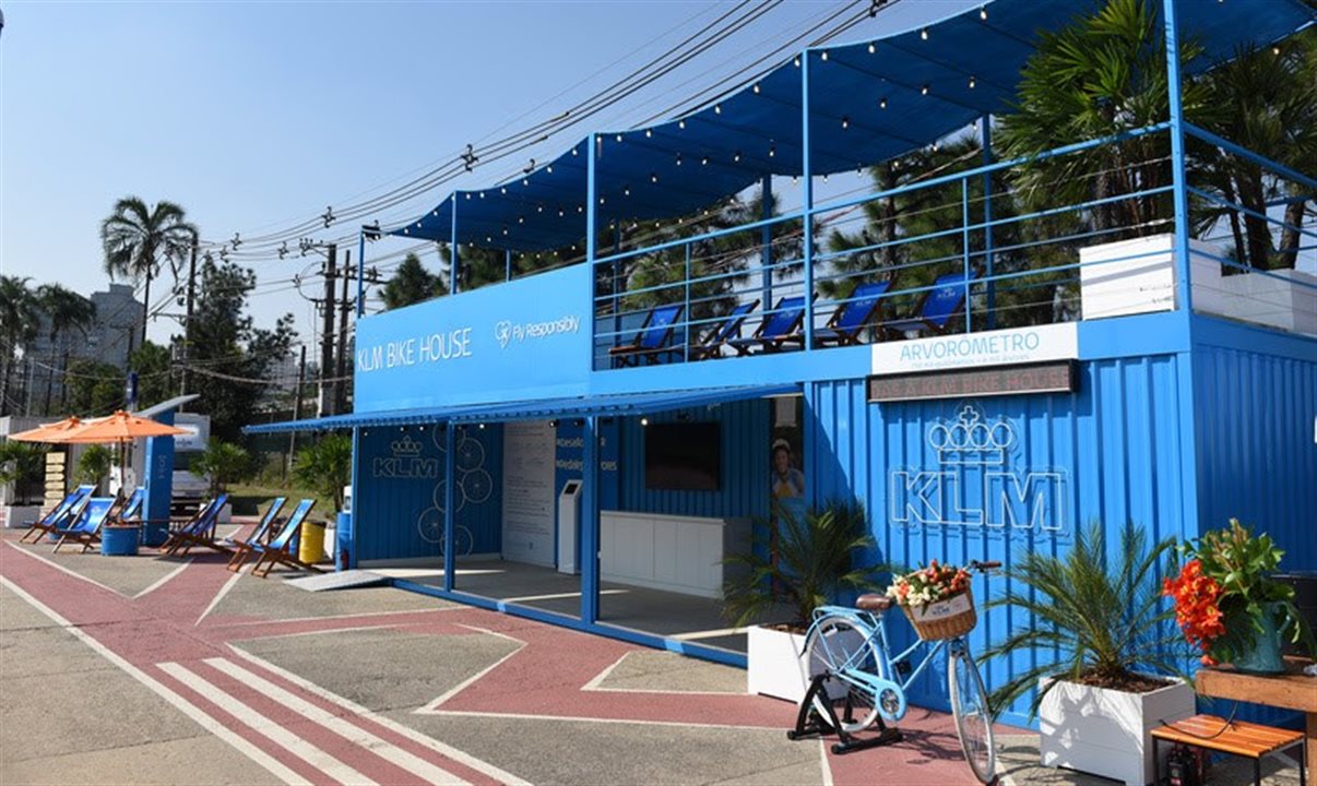 KLM Bike House, na Ciclovia Rio Pinheiros, dá apoio ao desafio de ciclismo e está aberto ao público até 28 de agosto