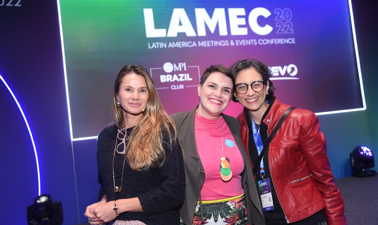Giovana Jannuzzelli, diretora executiva da Alagev, Juliana Aranega, immediate past president da MPI Brazil, e Patrícia Segatto, presidente da MPI Brasil