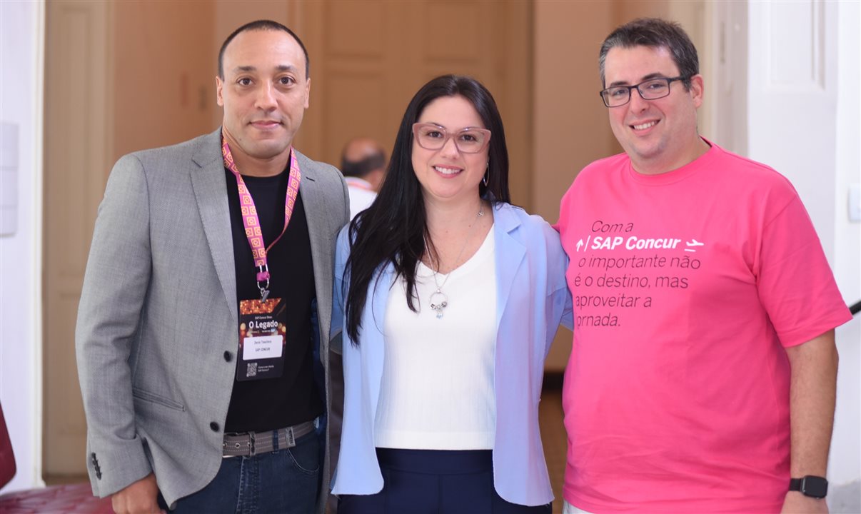Denis Tassitano, Ana Campoi e Rodrigo Murad, todos da SAP Concur 