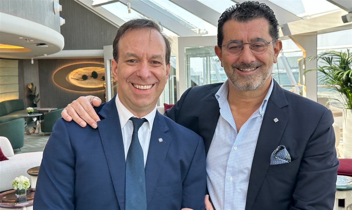 Gianni Onorato, CEO da MSC Cruzeiros, com o diretor geral Brasil, Adrian Ursilli
