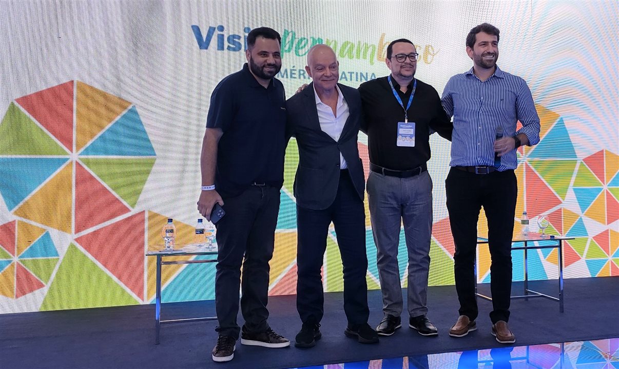 Daniel Firmino, da Orinter, Cláudio Maia, da Itaparica, Lucio Oliveira, da Capacitar, e Bruno Heleno, da CVC Corp