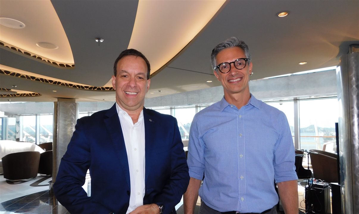 O diretor geral da MSC Cruzeiros no Brasil, Adrian Ursilli, e o presidente da Clia Brasil, Marco Ferraz