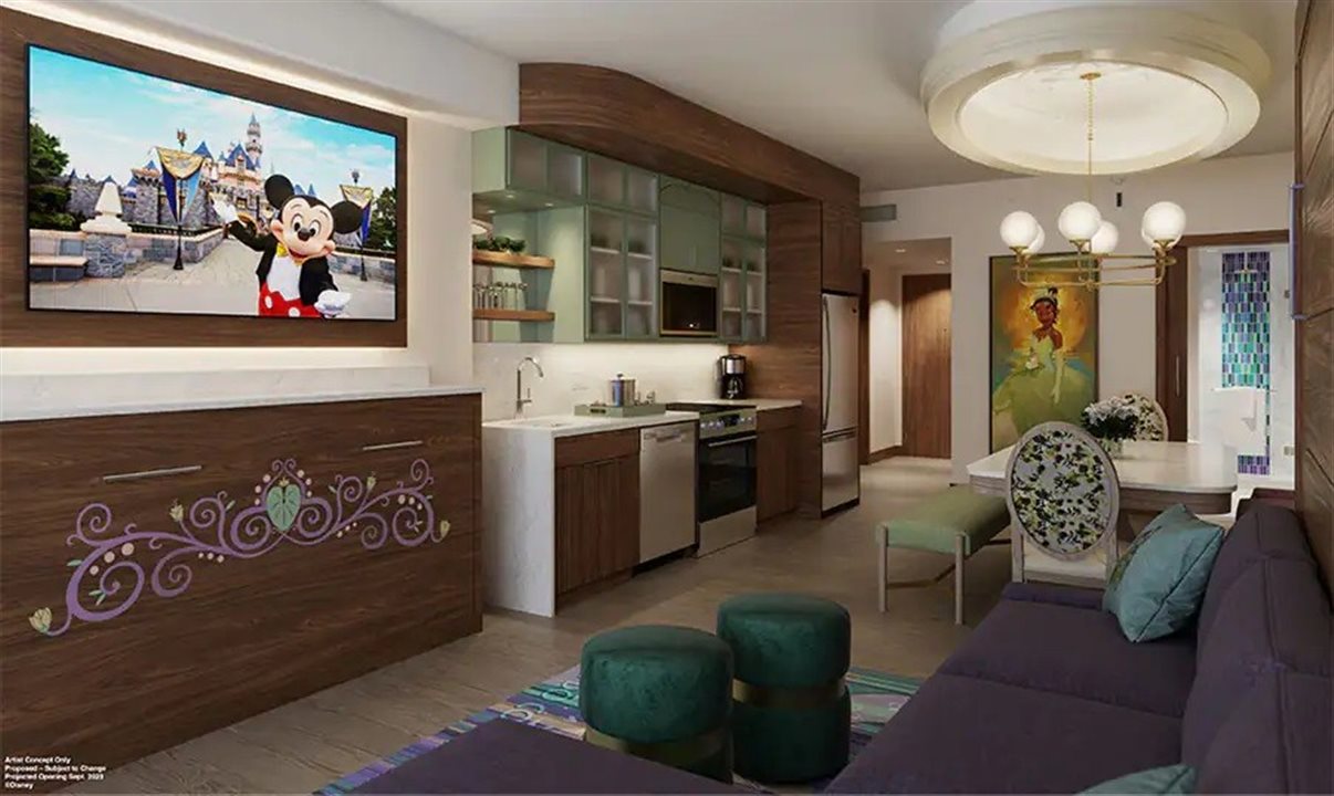 A villa de um e dois quartos oferece área de estar confortável e cozinha completa equipada com todos os utensílios 