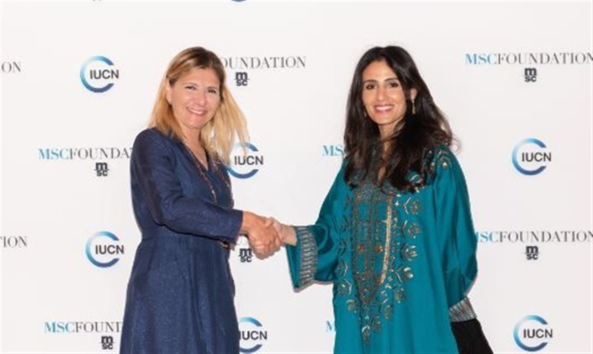 Daniela Picco, diretora executiva da MSC Foundation, e Razan Al Mubarak, presidente da IUCN
