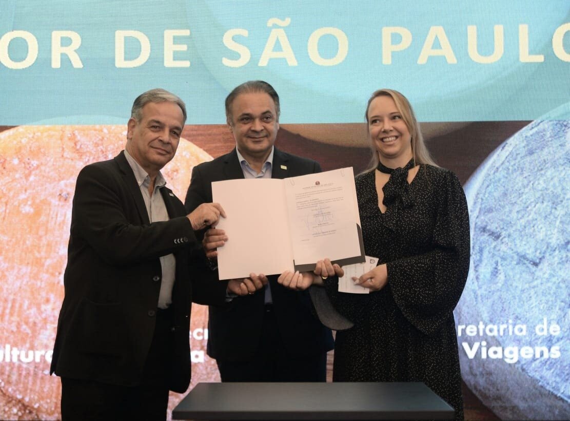 Secretários Antônio Junqueira (Agricultura e Abastecimento), Roberto de Lucena (Turismo e Viagens) e a secretária Marília Marton (Cultura e Economia Criativa)
