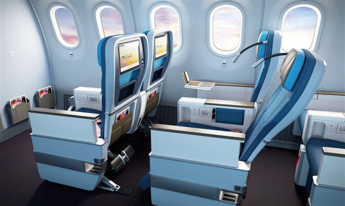 Premium Comfort é a classe intermediária da KLM, situada entre a World Business Class e a Economy