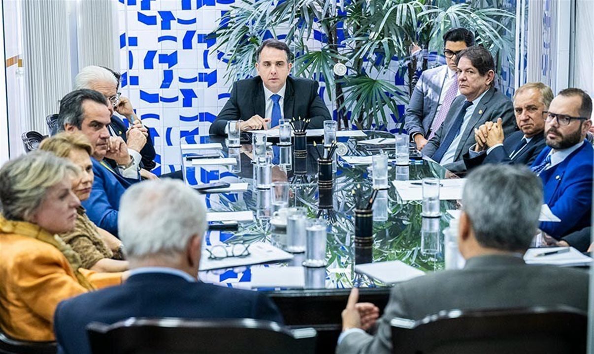 Presidente do Senado, Rodrigo Pacheco, em reunião de líderes