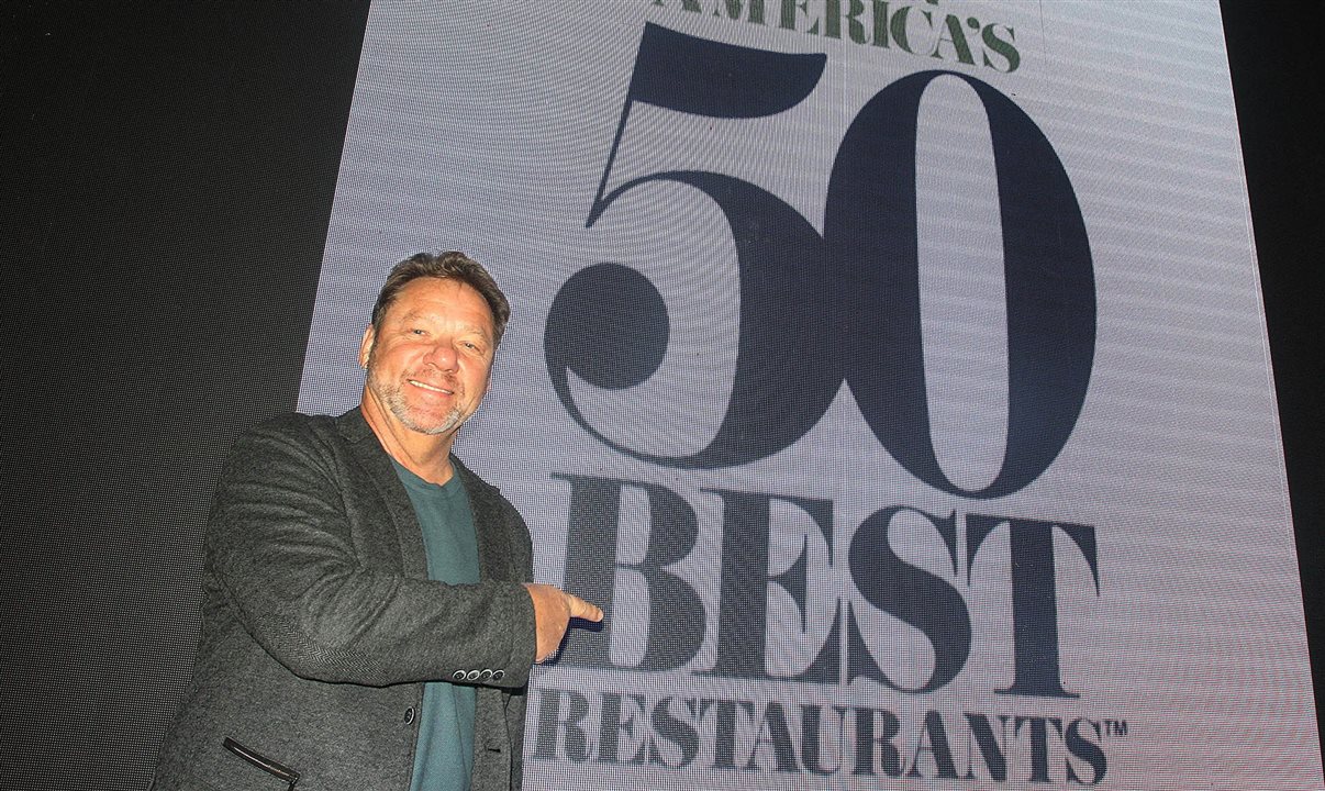 O chefe Claude Troisgros no evento que anunciou o Rio como sede do Latin America’s 50 Best Restaurants 2023