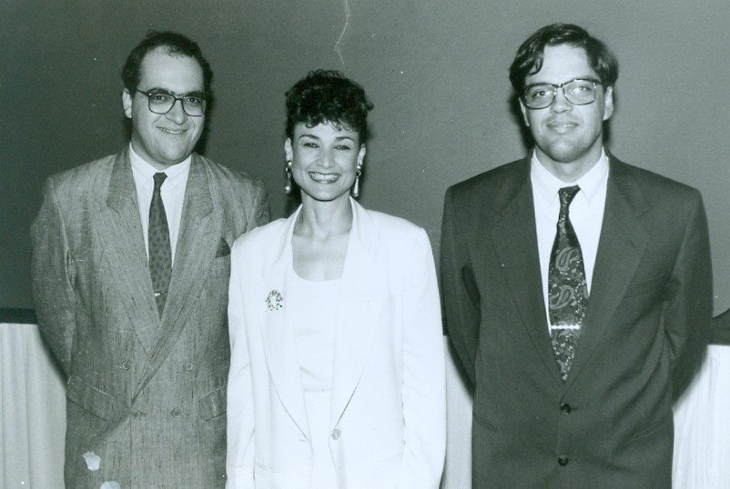 Lisha Duarte na década de 1990, com Loris Tedeschi e Newton Vieira