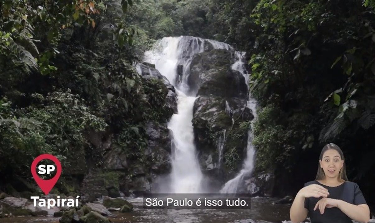 Recorte da campanha publicitária de meio minuto com os principais destaques do Turismo paulista