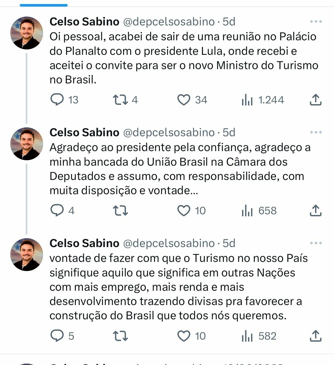 Sabino commented that he intends to develop the sector by bringing in foreign exchange for Brazil 