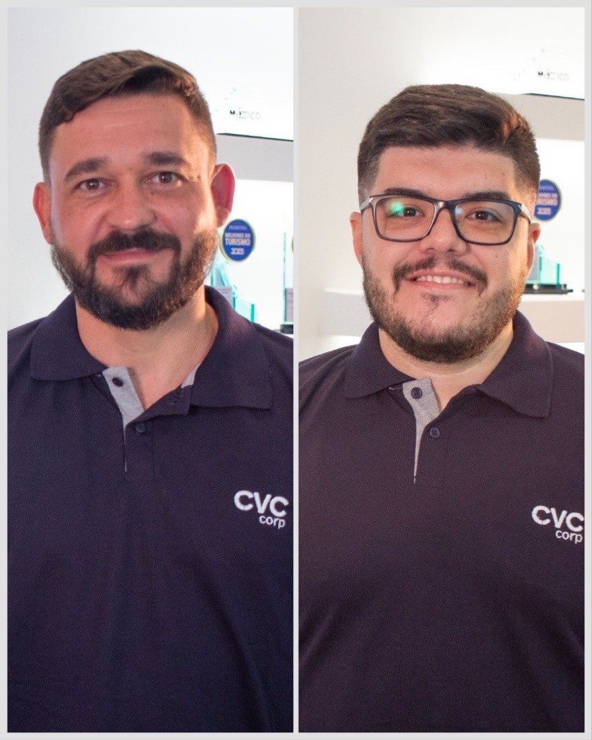Daniel Almeida e Paulo Biondo, já com a camisa CVC Corp