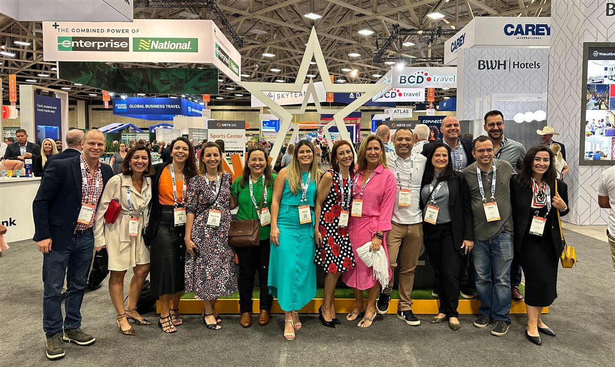 Parte da delegação brasileira na GBTA Convention 2023, realizada em Dallas