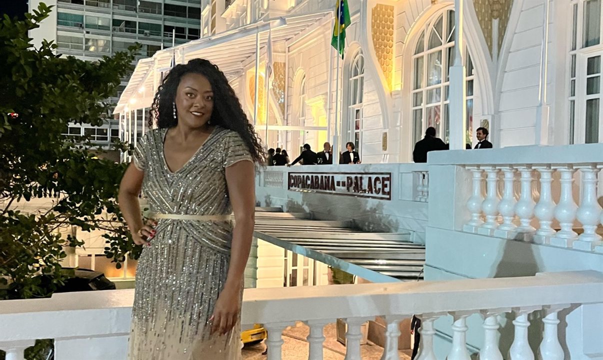 Rogéria Pinheiro na festa de centenário do Belmond Copacabana Palace