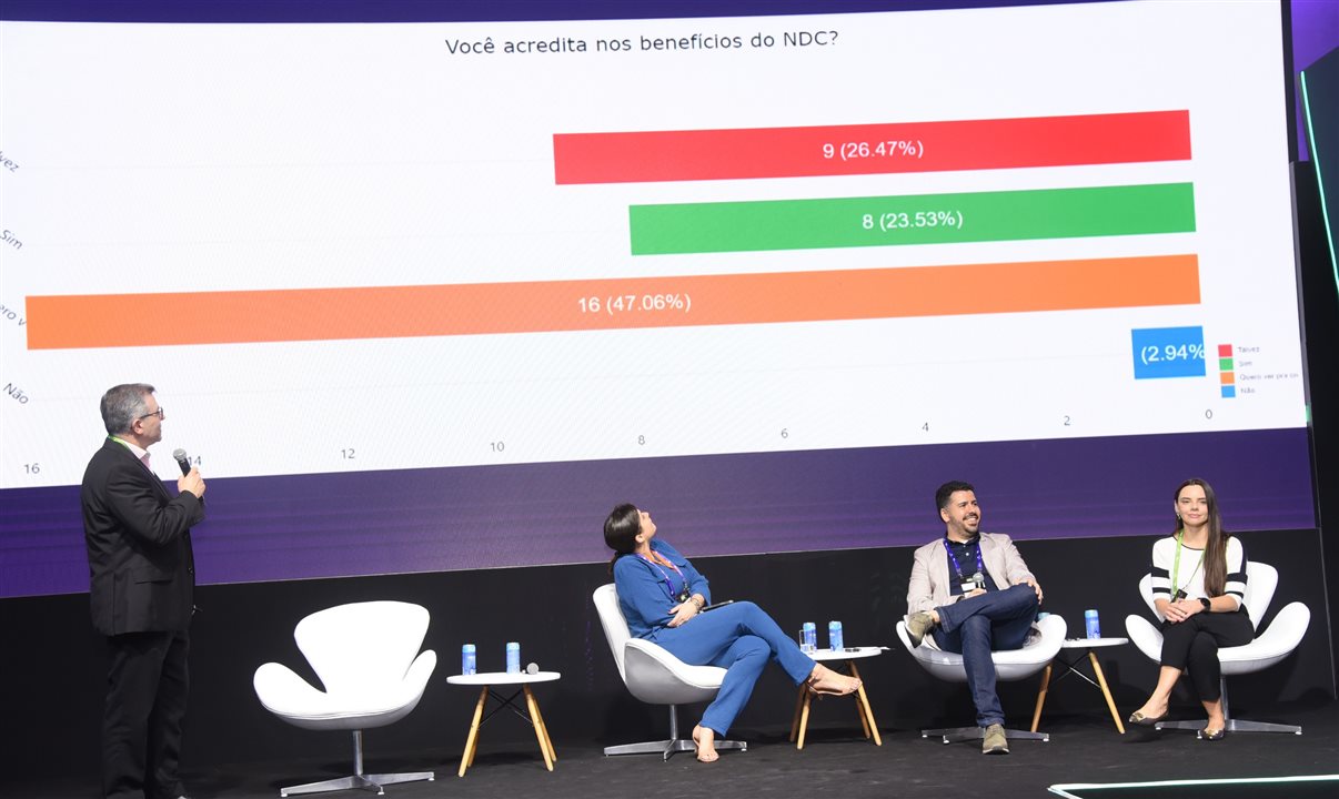 Marcelo Frigeira (IBM), Ana Paula Zuppi (Gol), Raphael de Lucca (Copa Airlines) e Vivian Leão (União Química)