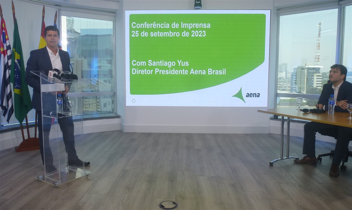 Santiago Yus, diretor-presidente da Aena Brasil, e Marcelo Bento, diretor de Relações Institucionais e Comunicação da Aena Brasil