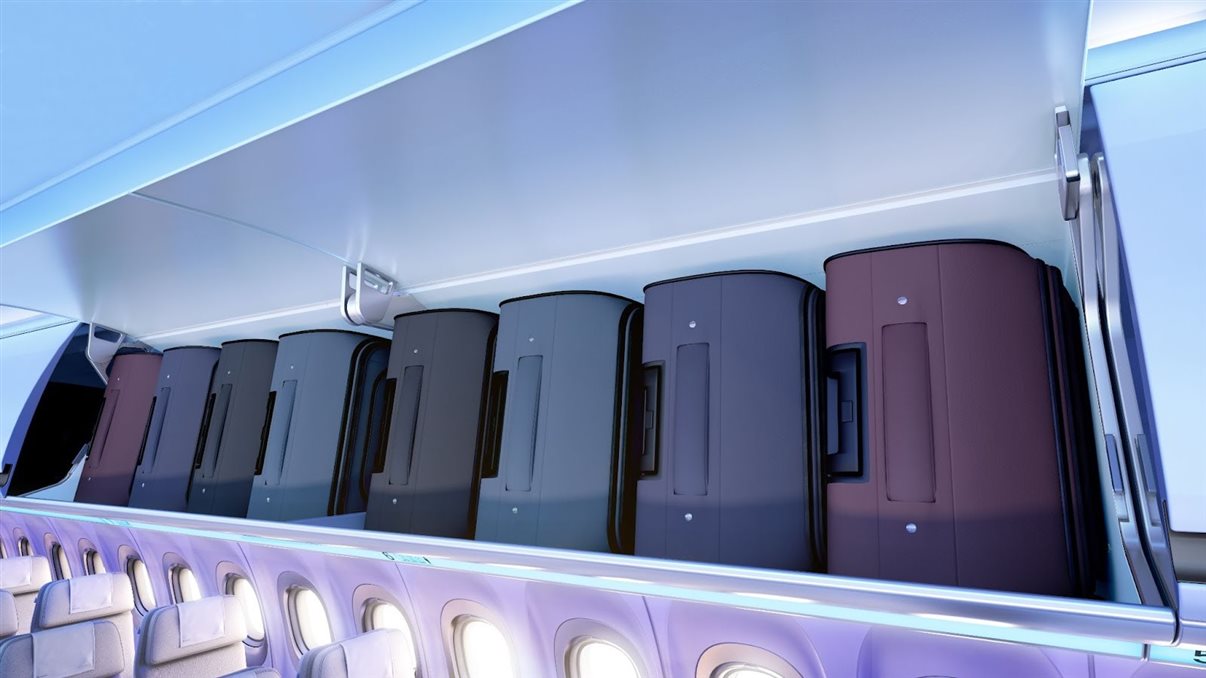 Aeronave conta com os novos compartimentos Airspace XL bins, que oferecem espaço de armazenamento 40% maior e um aumento de 60% na capacidade para bagagens de mão