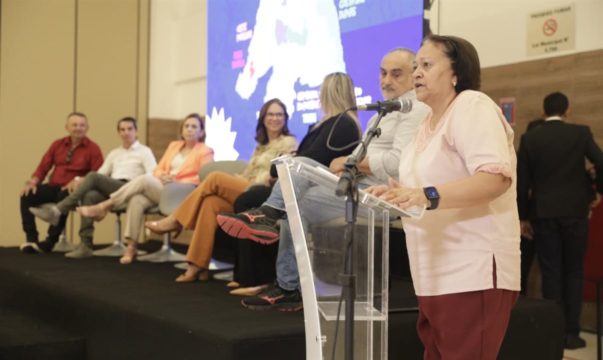 Governadora Fátima Bezerra discursou durante o Seminário de Encerramento da Consultoria em Estruturação e Fortalecimento das Instâncias de Governança Regionais - IGR’s do Rio Grande do Norte
