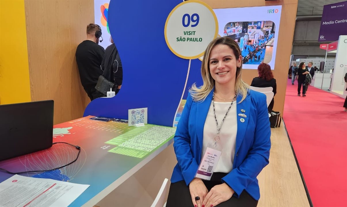 Aline Moretto, diretora de Promoção do Visite São Paulo Convention & Visitors Bureau, participa da feira promovendo o Estado de São Paulo como um destino atrativo para negócios e lazer