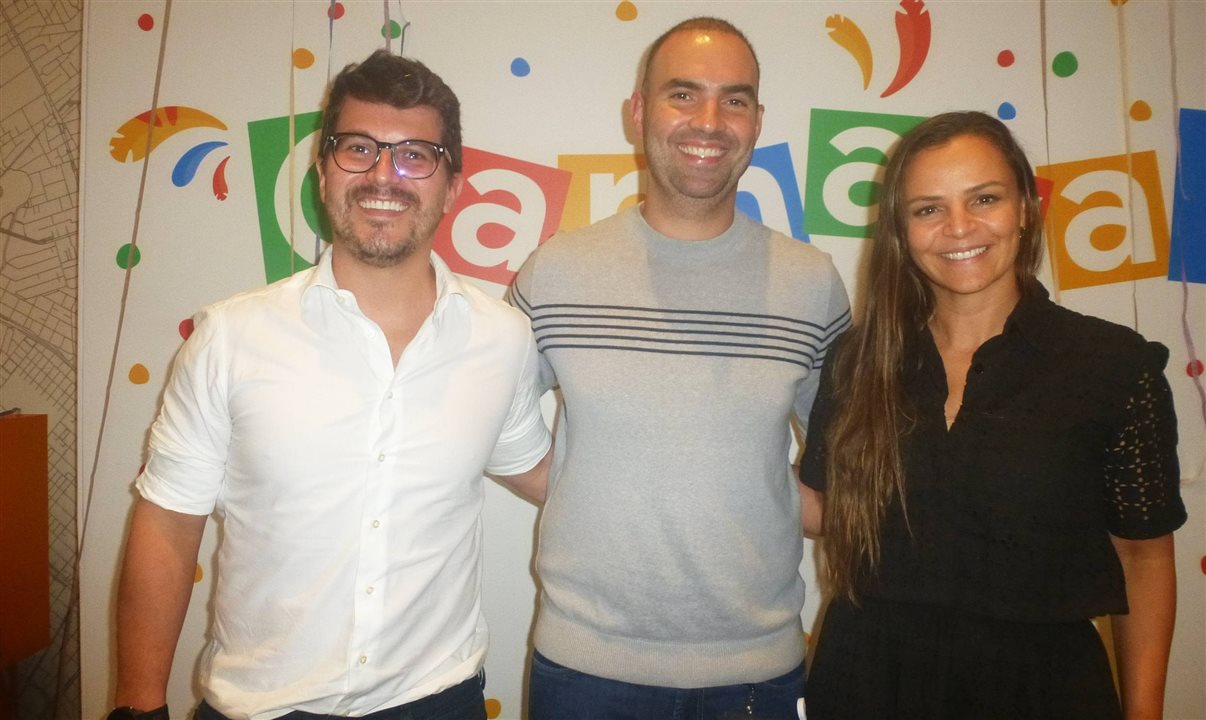 Fernando Luma, Maurício Martiniano e Maria Clara Fleury, todos do Google, destacaram tendências para o setor de Turismo