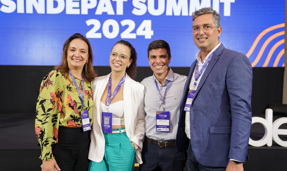 Carolina Negri, do Sindepat, Vanessa Costa, da Adibra, Pedro Cypriano, da Noctua, e Murilo Pascoal, presidente do Conselho do Sindepat