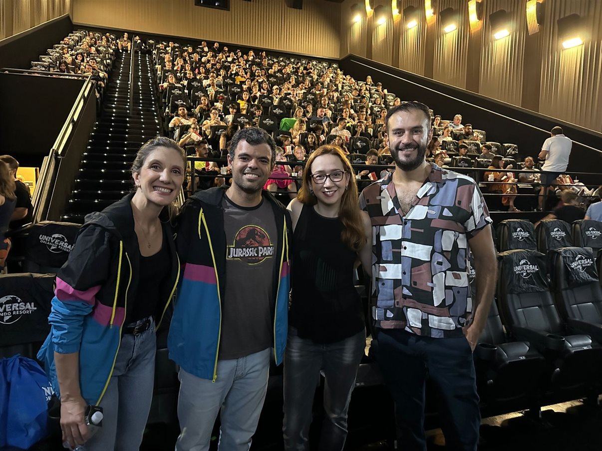 Juliana Baraldi, Renato Gonçalves e Carolina Ercoli, da Universal, e Neto Fernandes, do Visit Orlando