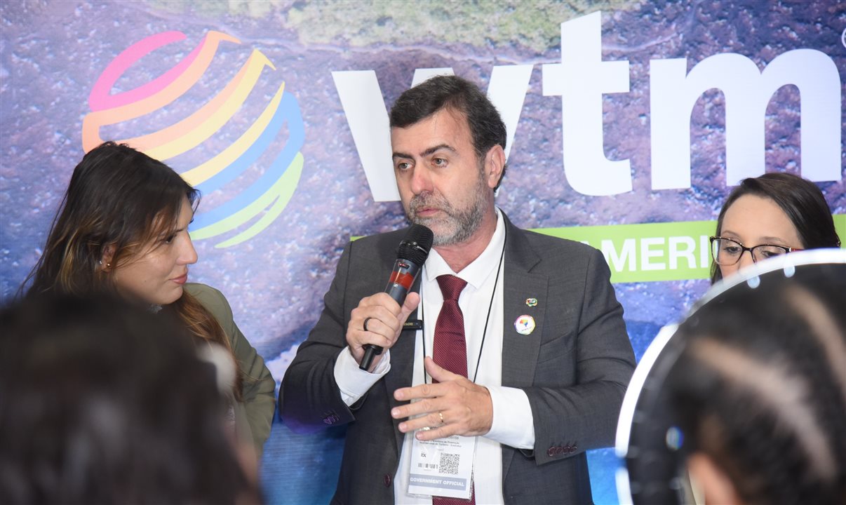 Marcelo Freixo, presidente da Embratur, participou ao lado de Ana Carla Fernandes Moura, do MTur, da cerimônia de abertura da WTM Latina America 2024