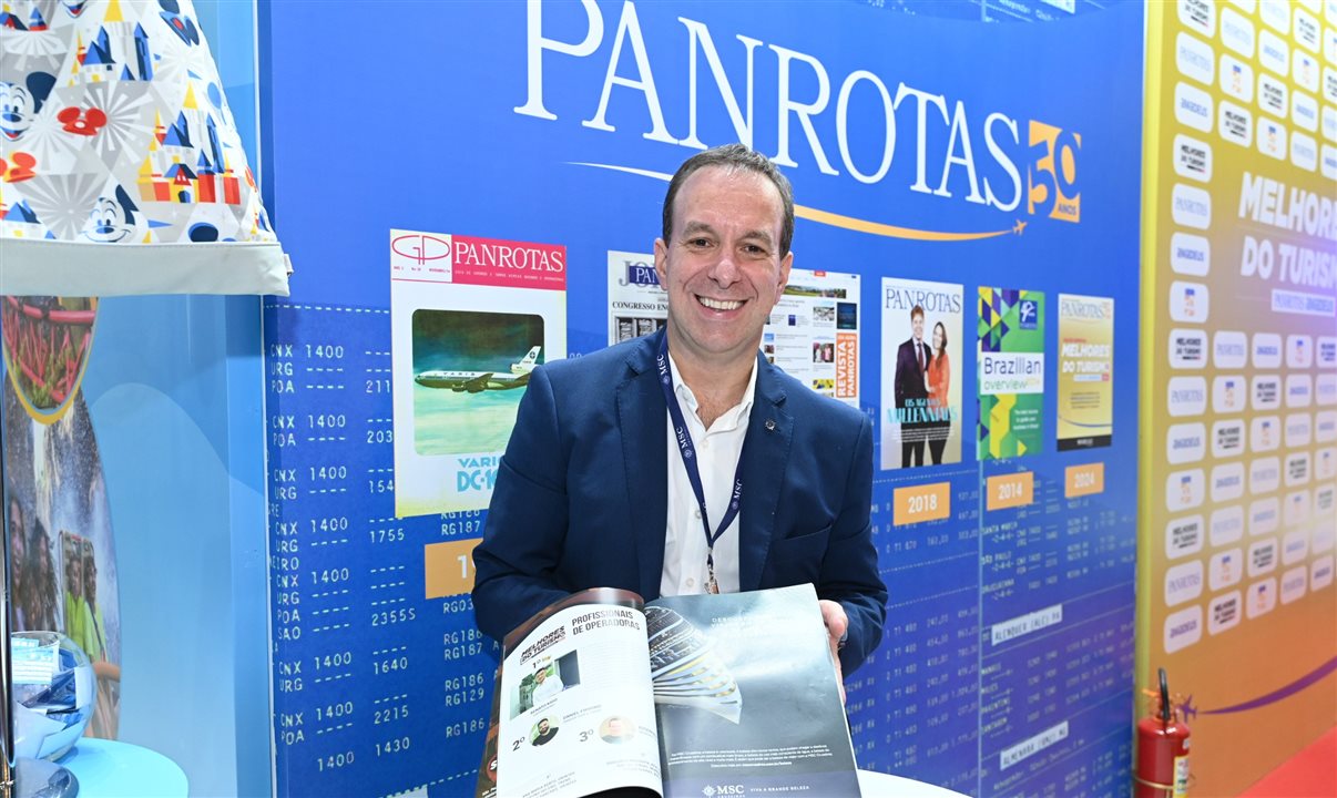 Adrian Ursilli, e a campanha da MSC Cruzeiros na Revista PANROTAS, durante a WTM Latin America 2024