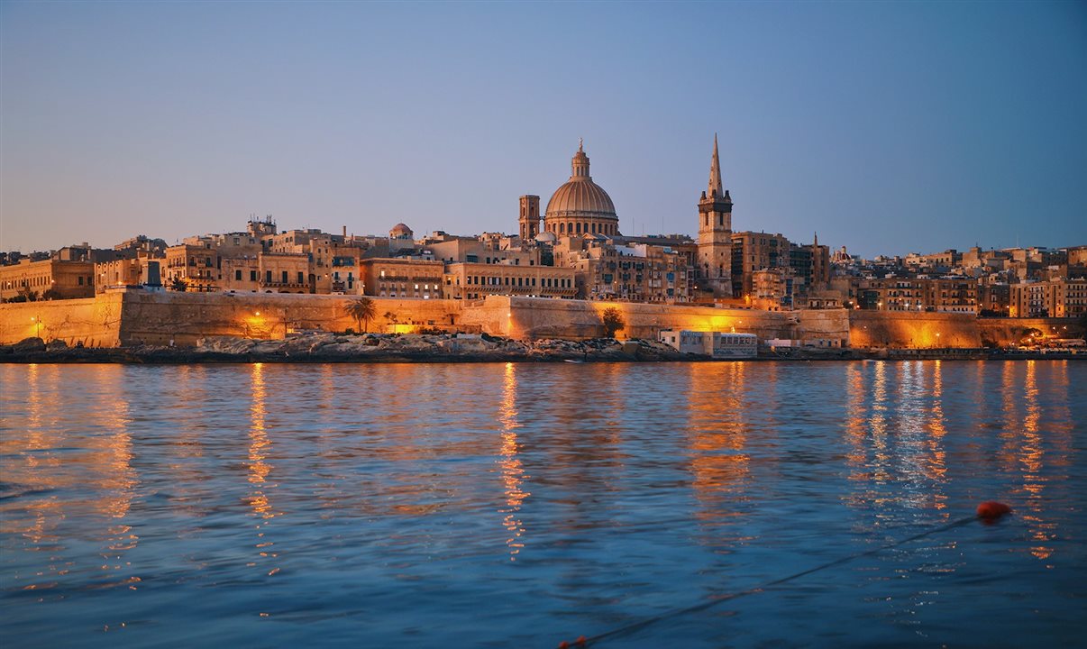 A capital maltesa, Valletta, vista da baía