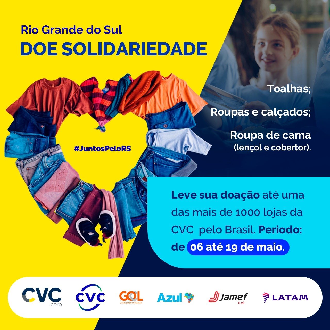 Leve doações para o Rio Grande do Sul nas lojas da CVC espalhadas pelo Brasil