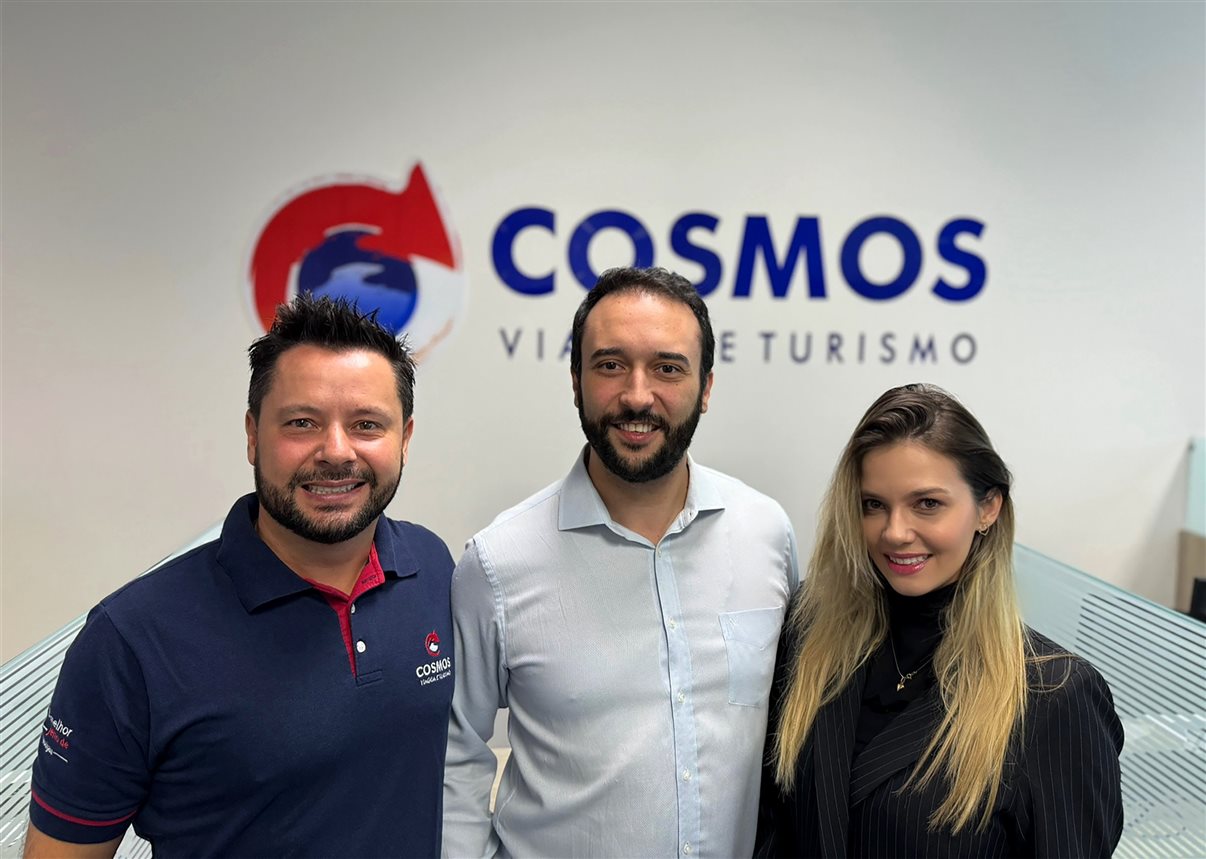 Kilian Sohn, Fernão Loureiro e Janaina Silveira, da Cosmos Turismo