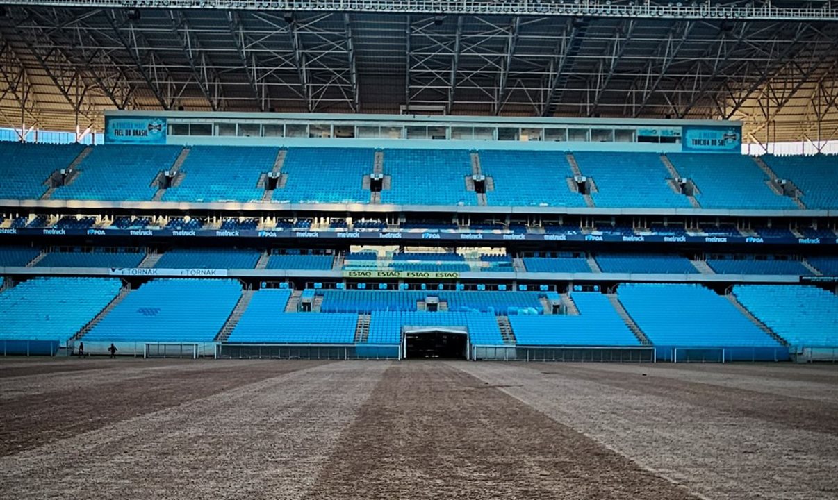 Foto da Arena do Grêmio pós-enchente