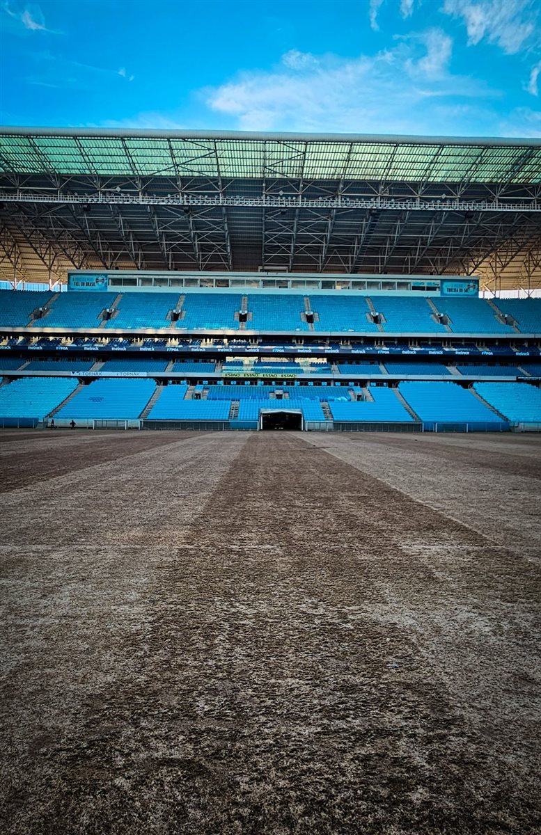 Foto da Arena do Grêmio pós-enchente