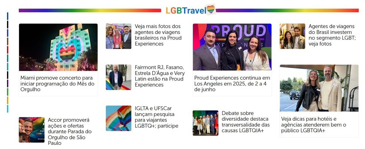 Seção LGBTravel 2024 no Portal PANROTAS