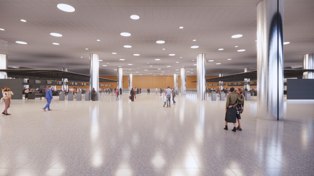 Futuro saguão de check-in e embarque do aeroporto de Congonhas