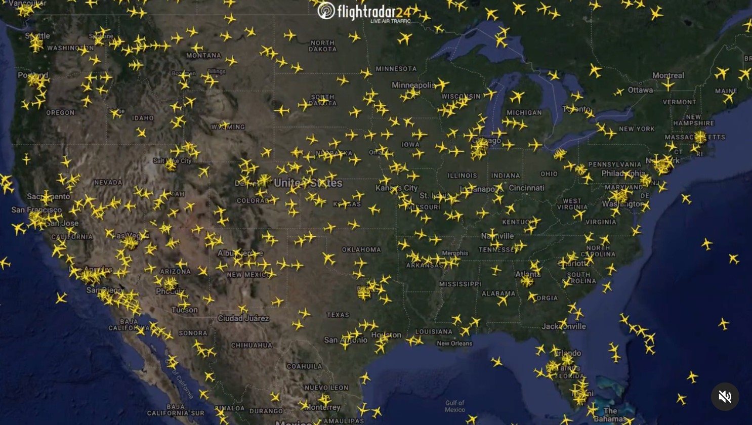 Espaço aéreo dos EUA ficou 