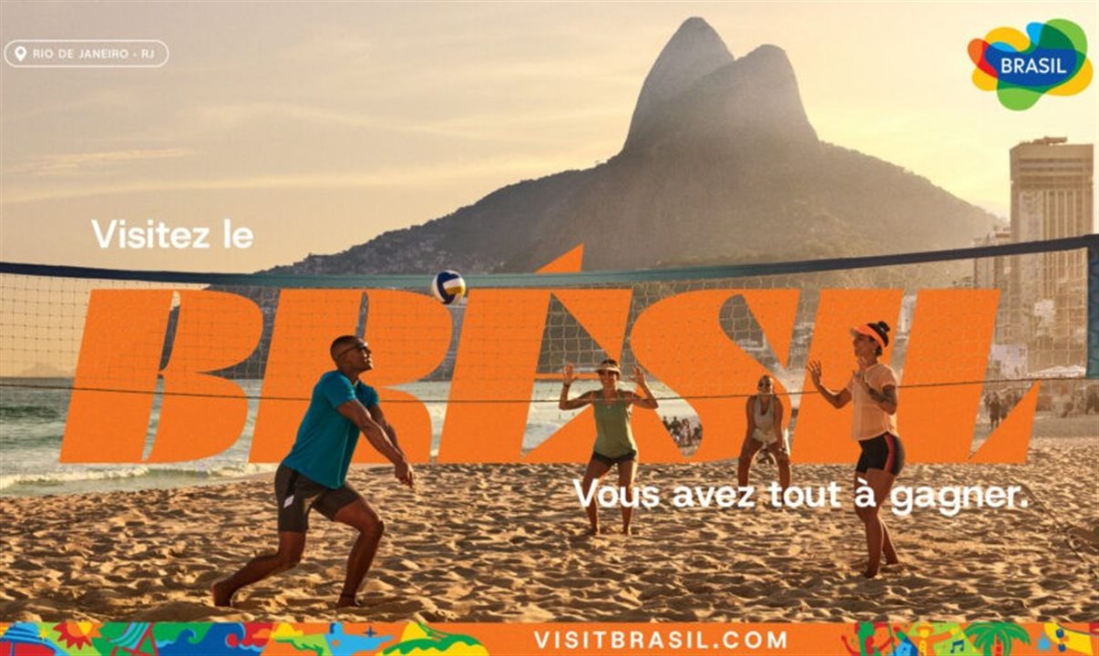 Uma das peças divulga o Rio de Janeiro (RJ) com referências ao vôlei de praia