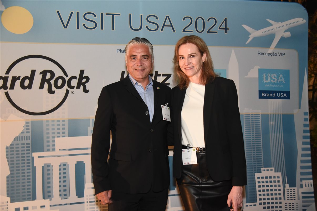 Alex W. Pariente, vice-presidente de Hotéis e Cassinos da Hard Rock International e Karina Faber, também da Hard Rock em Miami