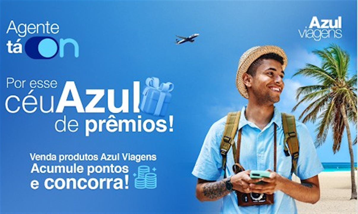 Banner da campanha de vendas “Agente Tá On – Por Esse Céu Azul de Prêmios”