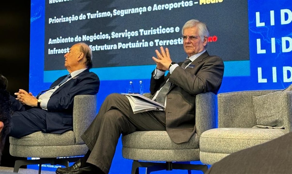 Marcos Arbaitman, presidente do Lide Turismo, e Caio Luiz de Carvalho, diretor da Band e ex-ministro de Esporte e Turismo de FHC